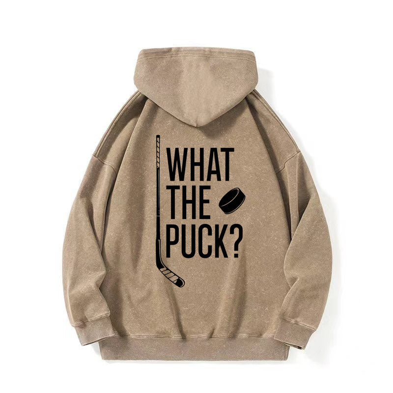 What The Puck? Hockey Casual Washed Hoodie