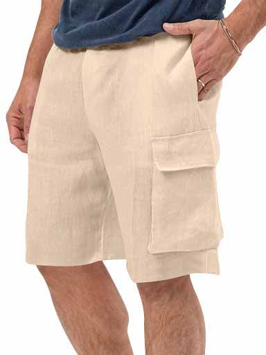 Men's Pocket Loose Cotton Linen Straight Leg Shorts