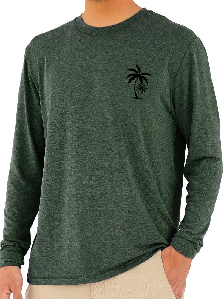 Men's Solid Color Palm Coconut Tree Print Casual Comfortable Long Sleeve T-Shirt