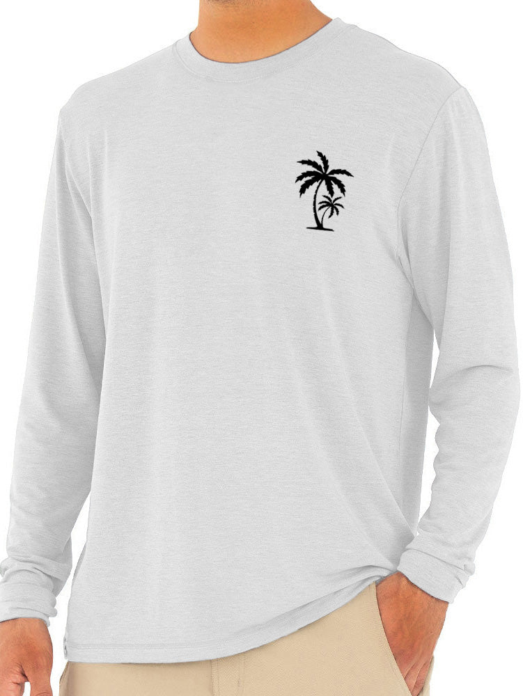 Men's Solid Color Palm Coconut Tree Print Casual Comfortable Long Sleeve T-Shirt