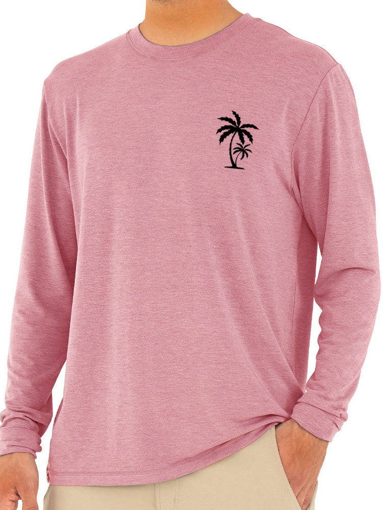 Men's Solid Color Palm Coconut Tree Print Casual Comfortable Long Sleeve T-Shirt