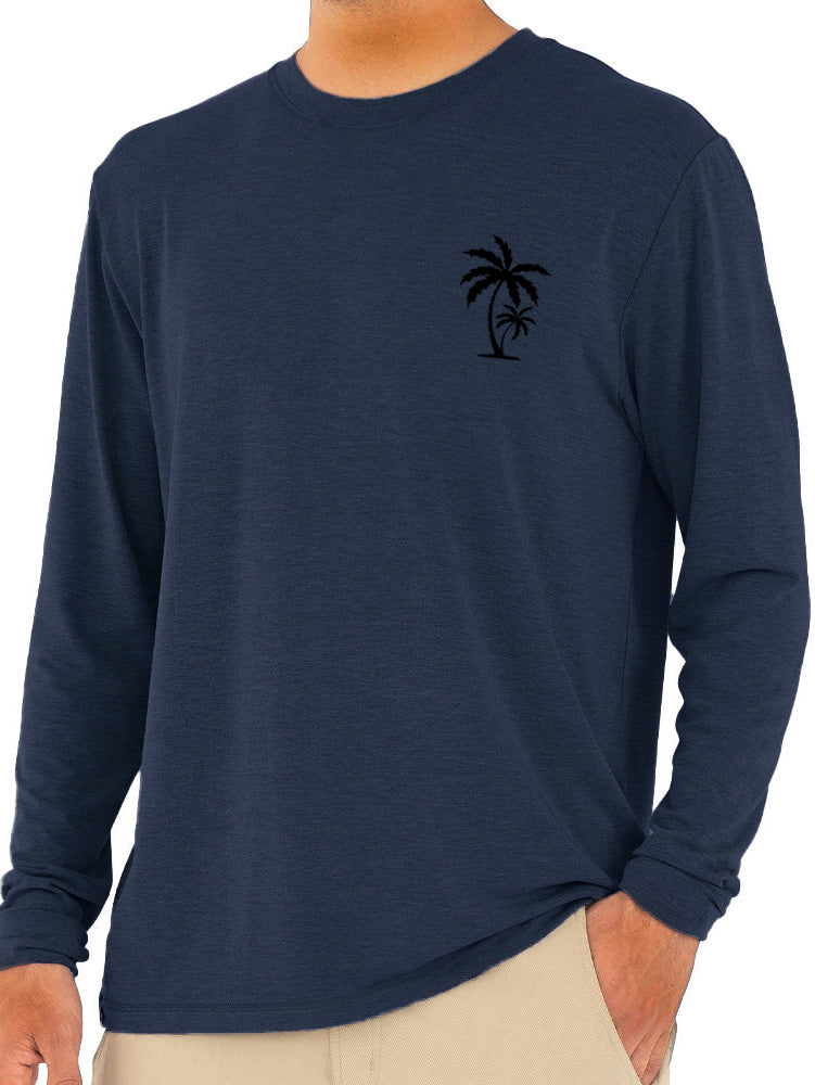 Men's Solid Color Palm Coconut Tree Print Casual Comfortable Long Sleeve T-Shirt