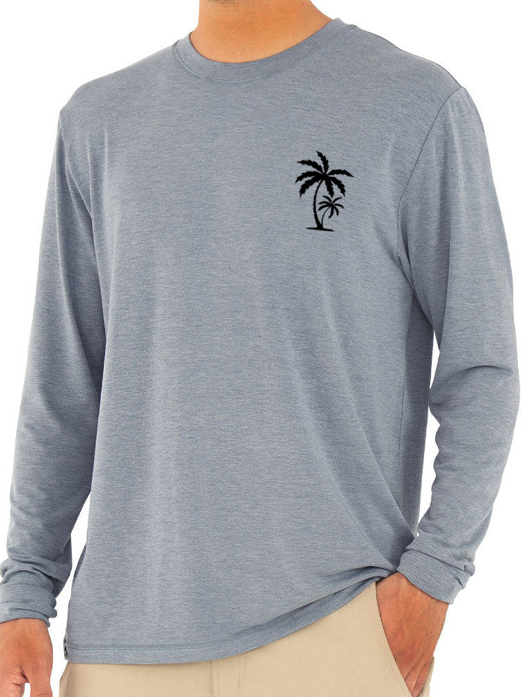 Men's Solid Color Palm Coconut Tree Print Casual Comfortable Long Sleeve T-Shirt