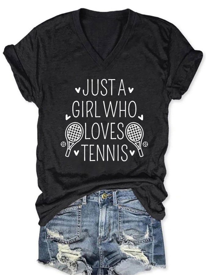 Women's "Just A Girl Who Loves Tennis" Printed T-Shirt