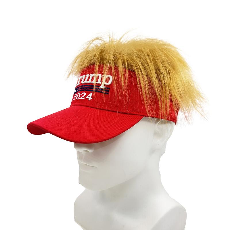 Trump 2024 Hat with Hair,Donald Trump Make America Great Again Wig Hat Embroidered Ultra Adjustable Baseball Cap