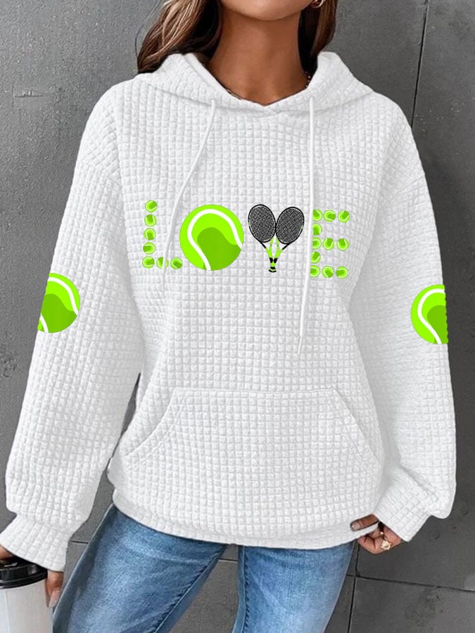 Women's Tennis Print Long Sleeve Hoodie