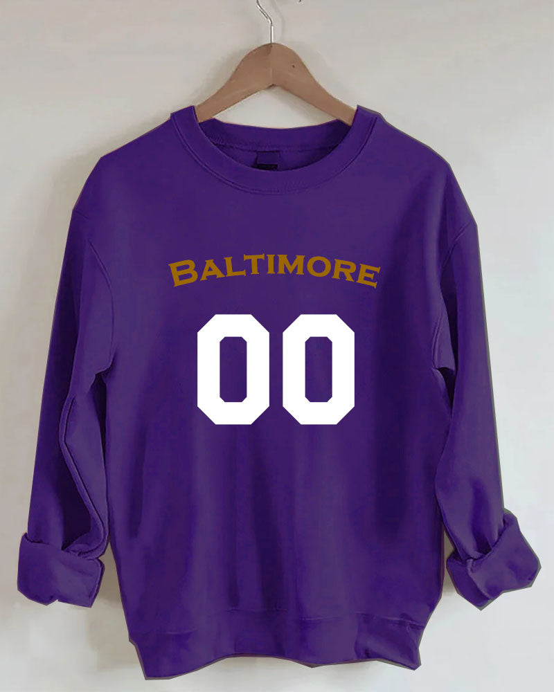 Baltimore Custom Number Crewneck Sweatshirt