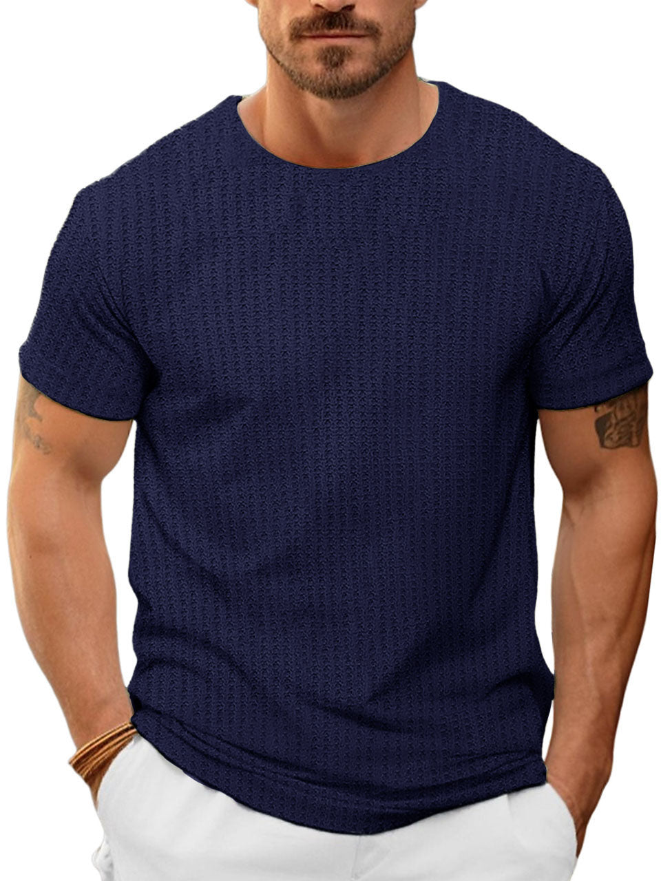 Men's Casual Basic Round Neck Short Sleeve T-Shirt