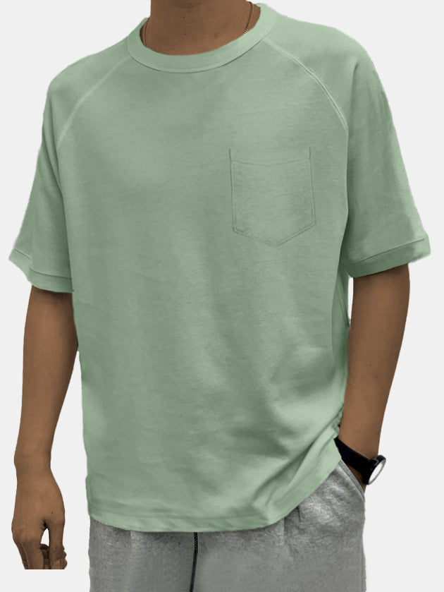 Men's Solid Color Simple Raglan Short Sleeve T-shirt