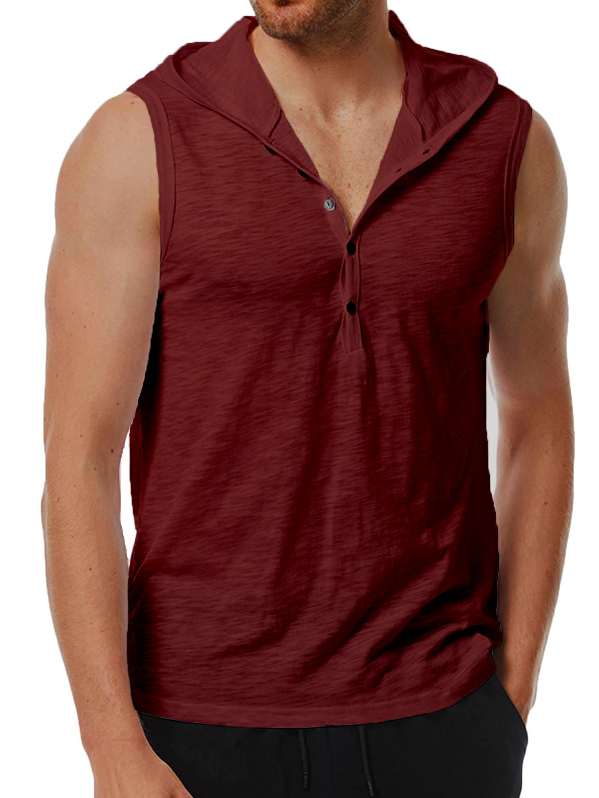 Men's Hooded Casual Fashion Sleeveless Bamboo Cotton T-shirt