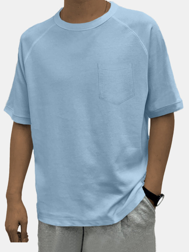 Men's Solid Color Simple Raglan Short Sleeve T-shirt