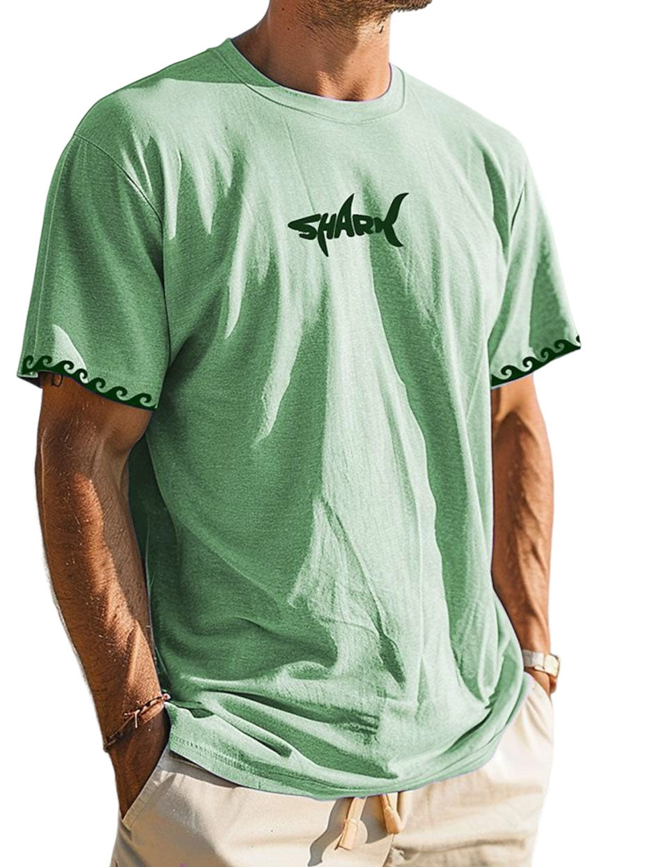 Men's Hawaiian Shark Print Short Sleeve T-Shirt