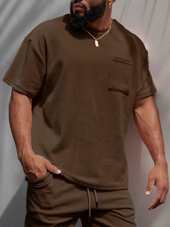 Men's Corduroy Loose Short-sleeved T-shirt