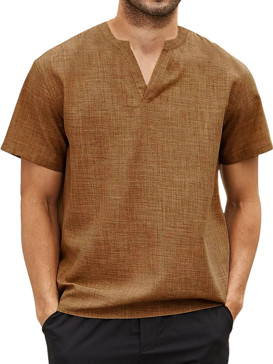 Men's Fashionable Pullover V-neck Short-Sleeved T-shirt