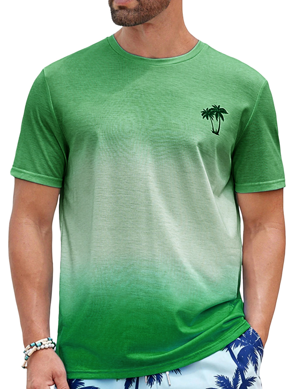 Hawaiian Gradient Coconut Print Short Sleeve T-Shirt