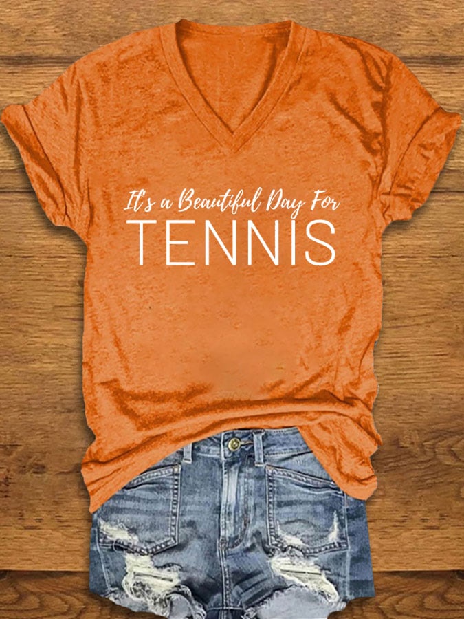 Women's "It's a beautiful day for tennis" printed t-shirt