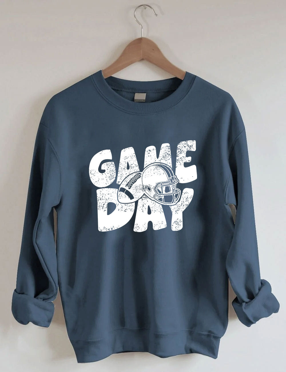 Distressed Helmet Football Game Day Sweatshirt