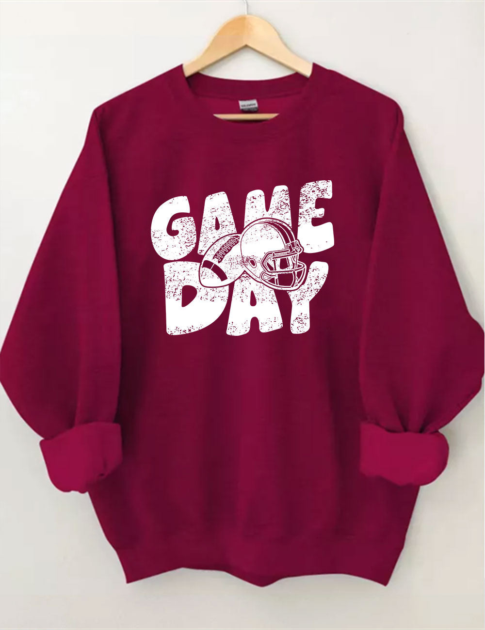 Distressed Helmet Football Game Day Sweatshirt