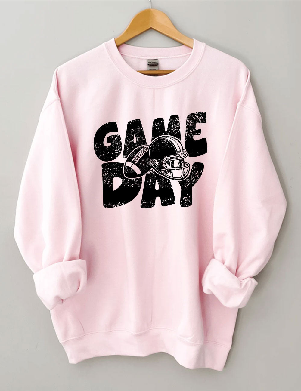 Distressed Helmet Football Game Day Sweatshirt