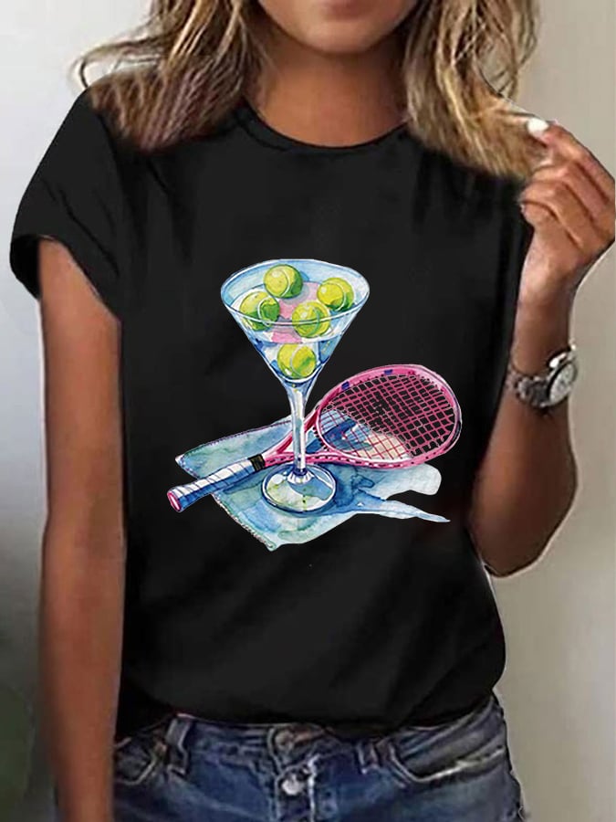 Women's Funny Tennis Print T-Shirt