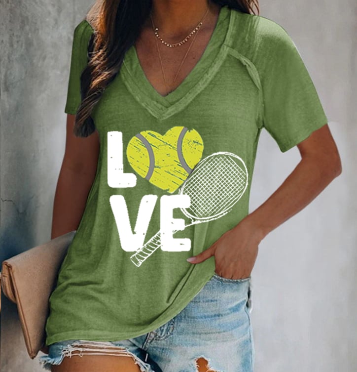 Women's Apres  Tennis Print Casual Short Sleeve T-Shirt