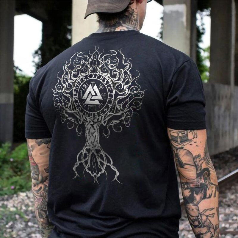 viking tree pattern design mens t shirt