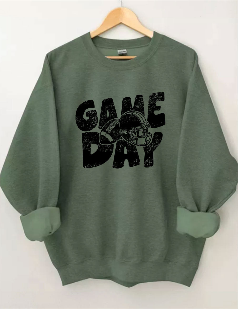 Distressed Helmet Football Game Day Sweatshirt