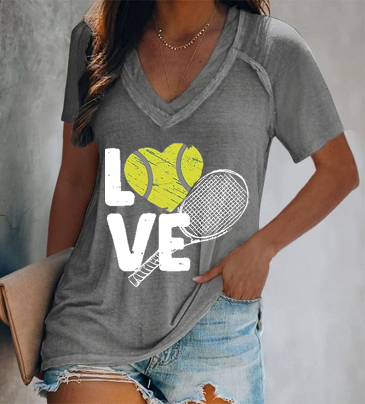 Women's Apres  Tennis Print Casual Short Sleeve T-Shirt