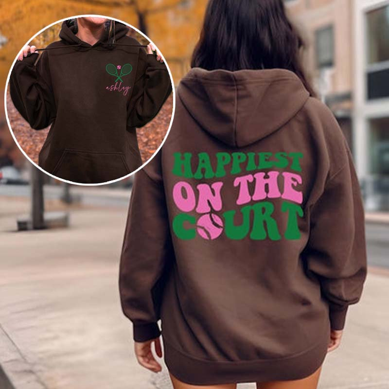 Custom Happiest on The Court Tennis Rackets Hoodie