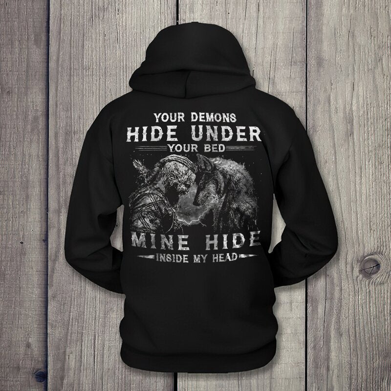 Viking Your Demons Hide Under Your Bed Basic Hoodie