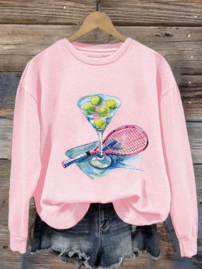 Women's Funny Tennis Tennis Lover Print Sweatshirt