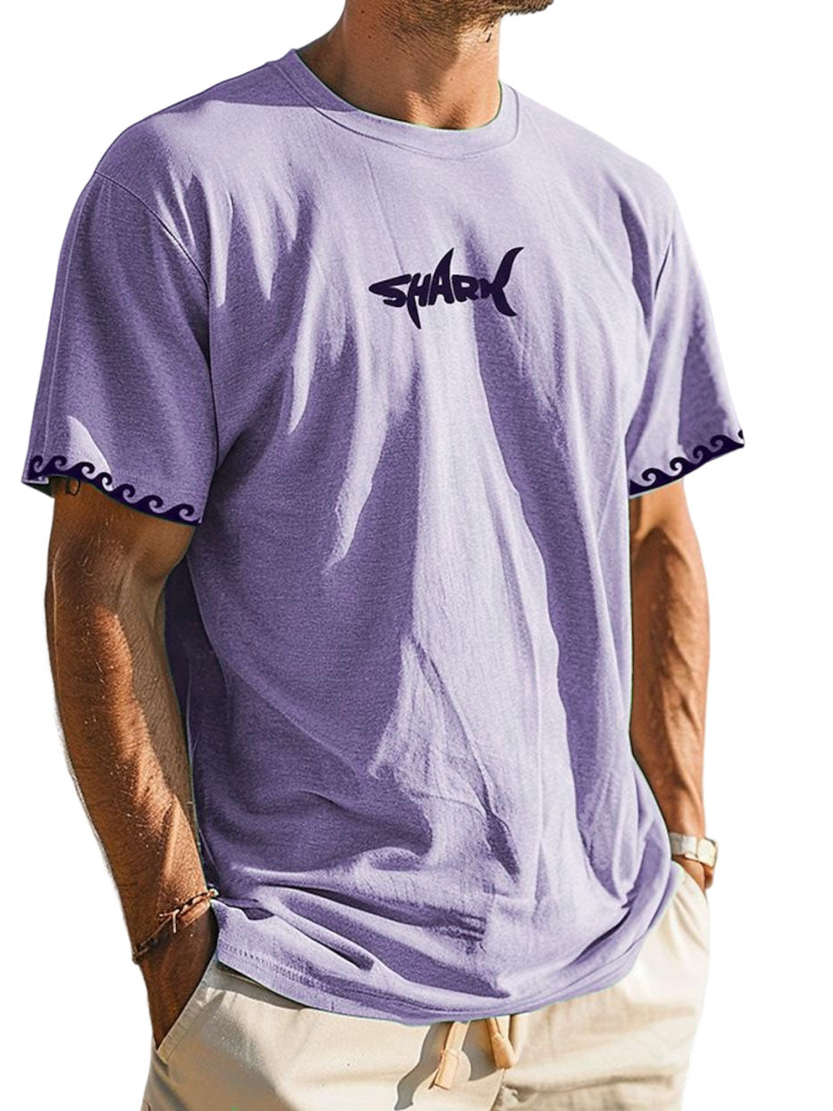 Men's Hawaiian Shark Print Short Sleeve T-Shirt