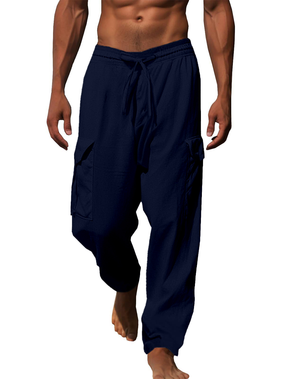 Men's Casual Multi-pocket Drawstring Trousers