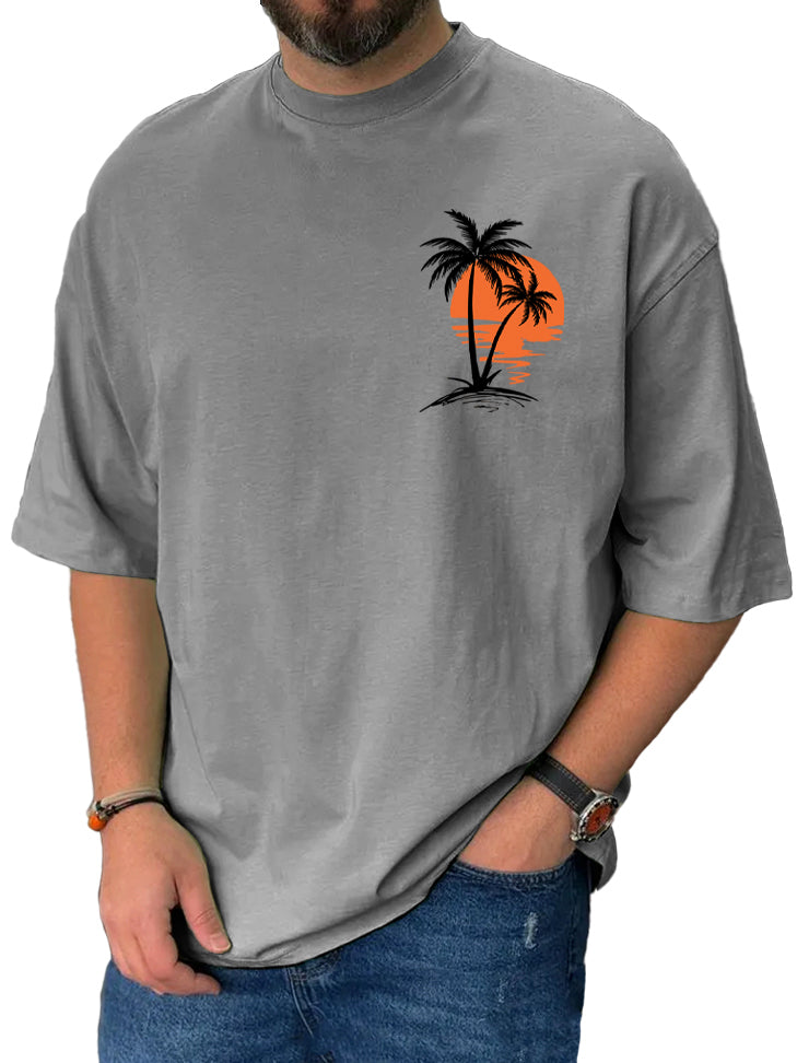 Men's Hawaiian Beach Fun Print Short Sleeve T-Shirt