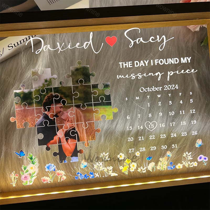 The Day I Found My Missing Piece Light Frame Personalized Gift