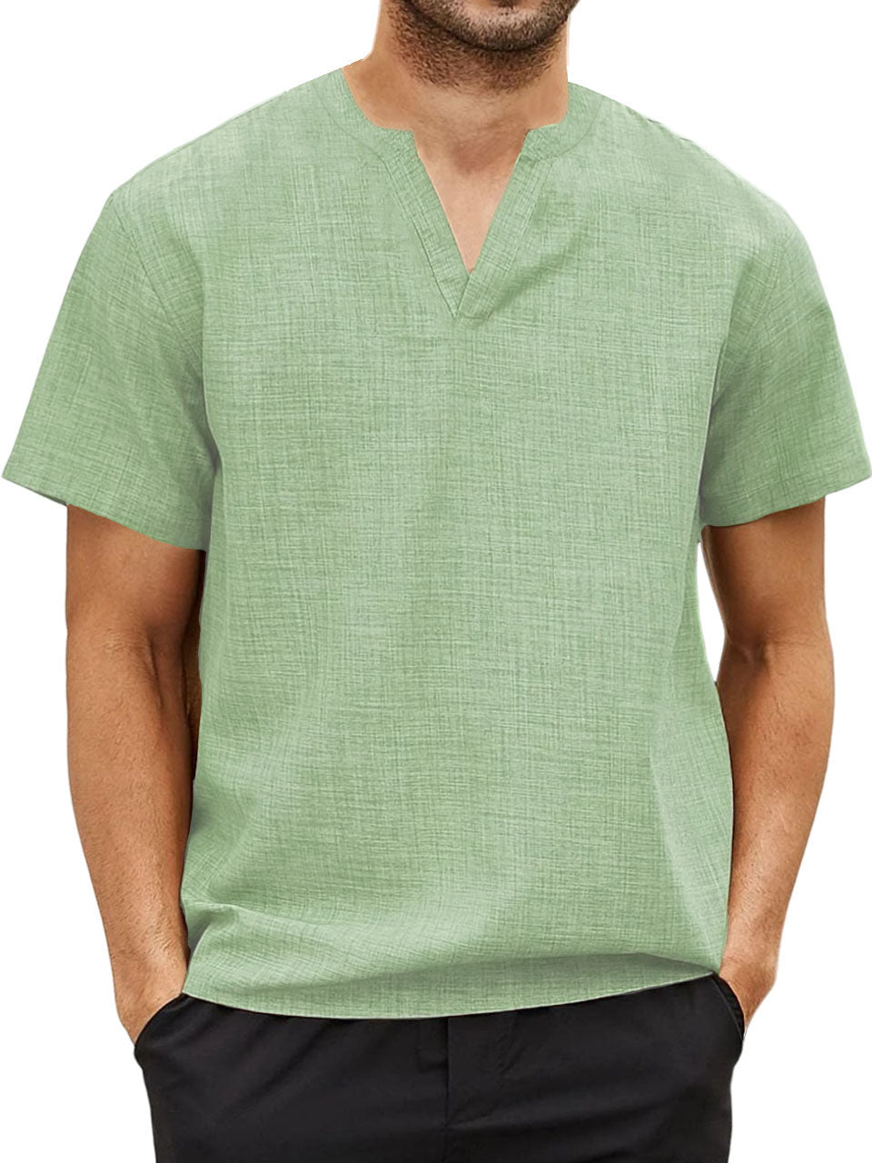 Men's Fashionable Pullover V-neck Short-Sleeved T-shirt