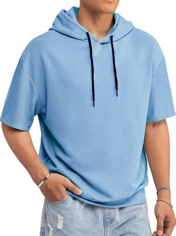 Men's Basic Casual Hooded Short Sleeve T-shirt