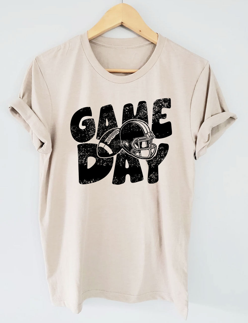 Distressed Helmet Football Game Day T-Shirt