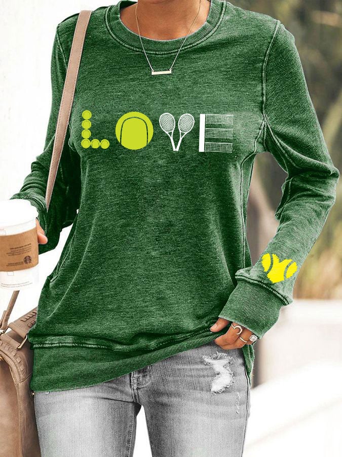 Women's Love Tennis printed casual sweatshirt