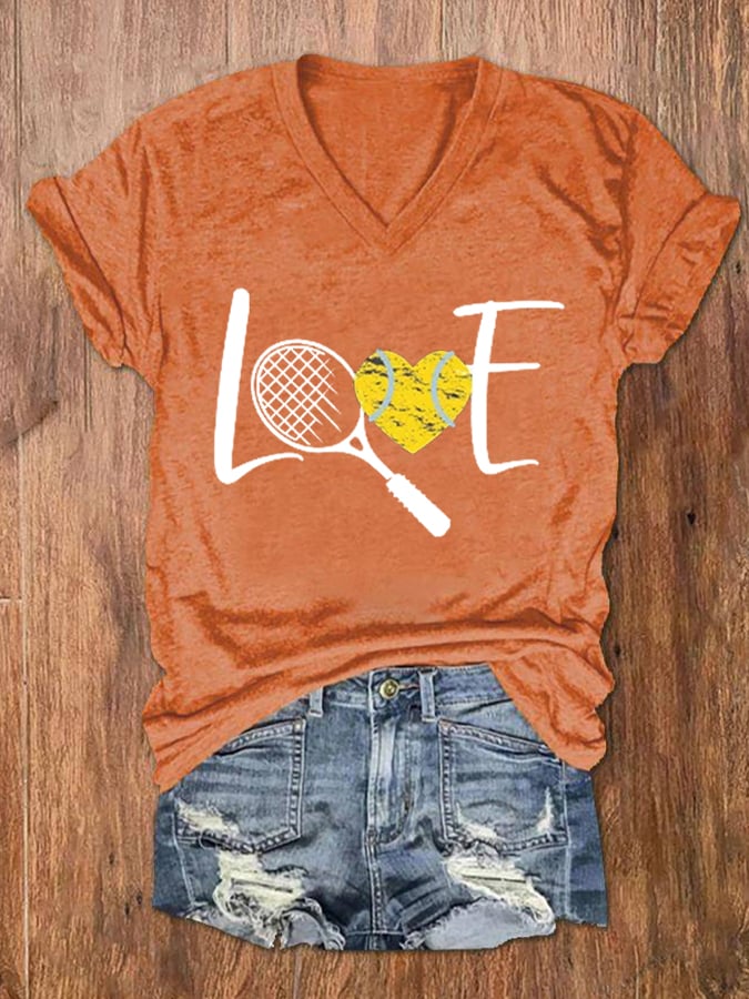 Women's Tennis Lover V-Neck Tee