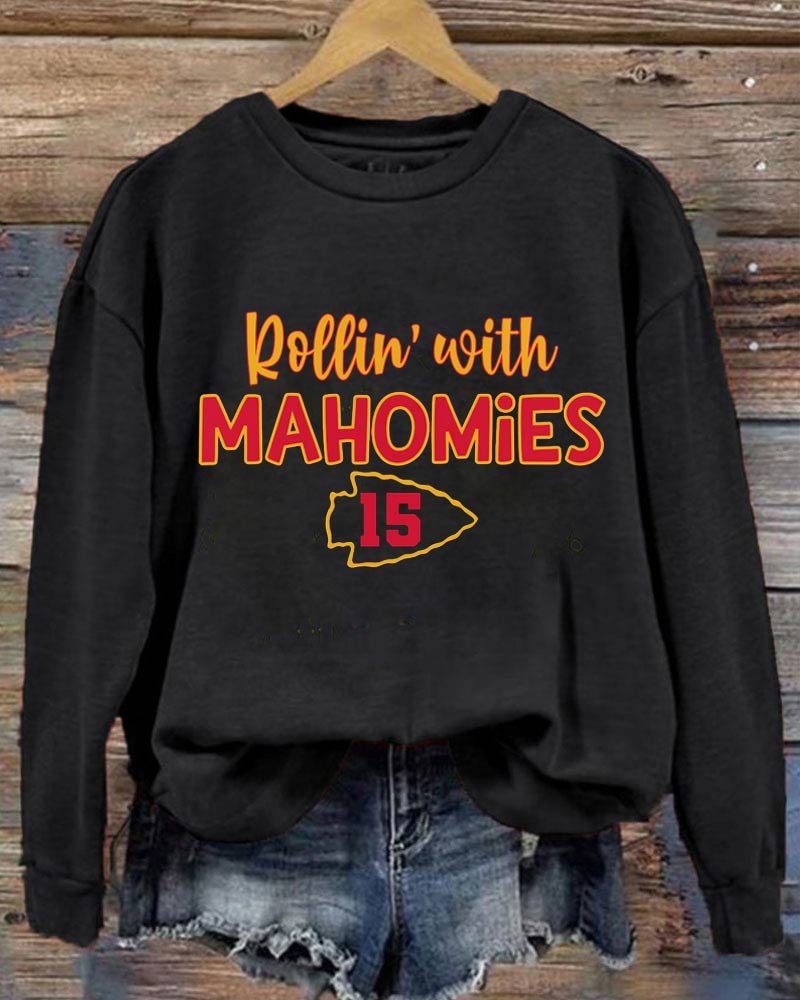 Rollin With Mahomies KC Football Crewneck Sweatshirt