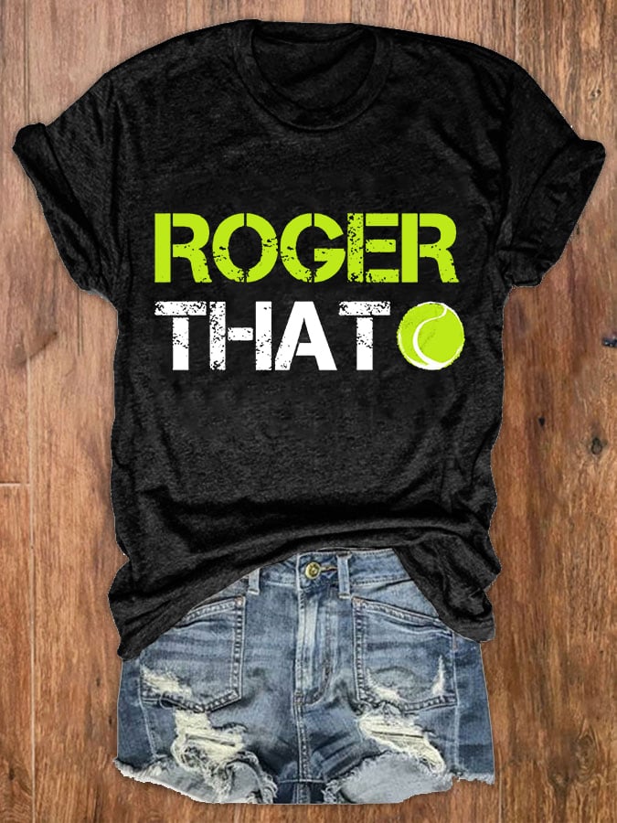 Women's The Goat RF Tennis Legend Roger That Print Crew Neck T-Shirt