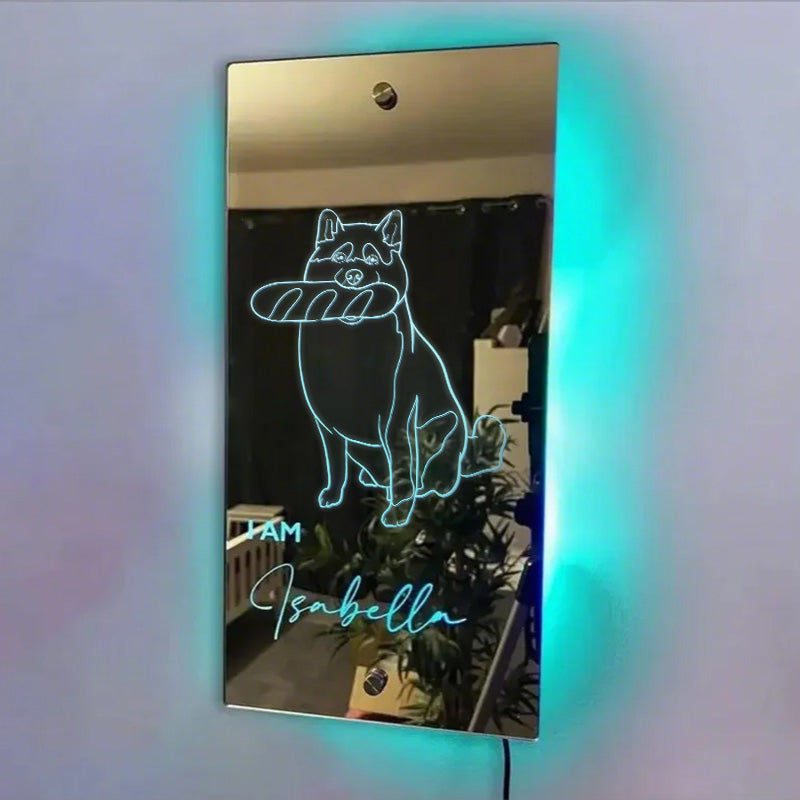 Customized Pet  Photo Mirror Light - Surprise Christmas Gift For Family and Pet Lovers