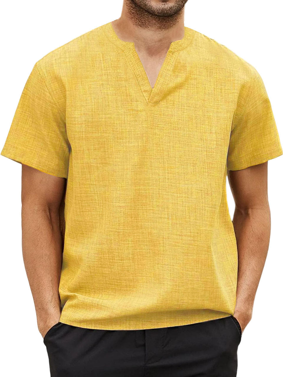 Men's Fashionable Pullover V-neck Short-Sleeved T-shirt