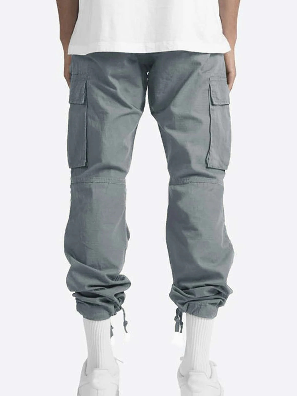 Men's Solid Color Casual Drawstring Multi-pocket Cargo Pants