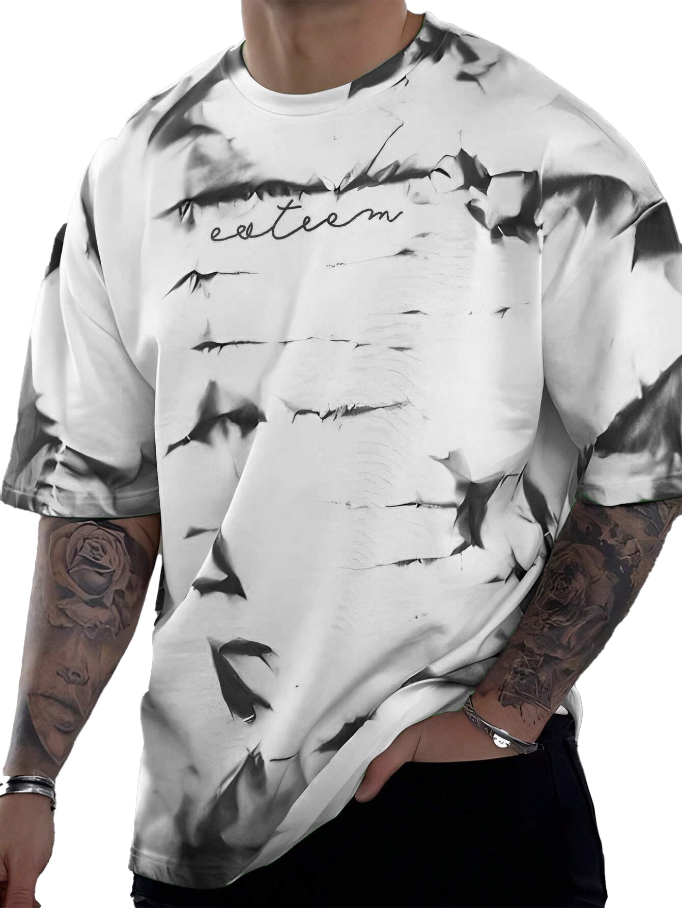 Men's Fashionable Tie Dye Printed Short Sleeve T-shirt