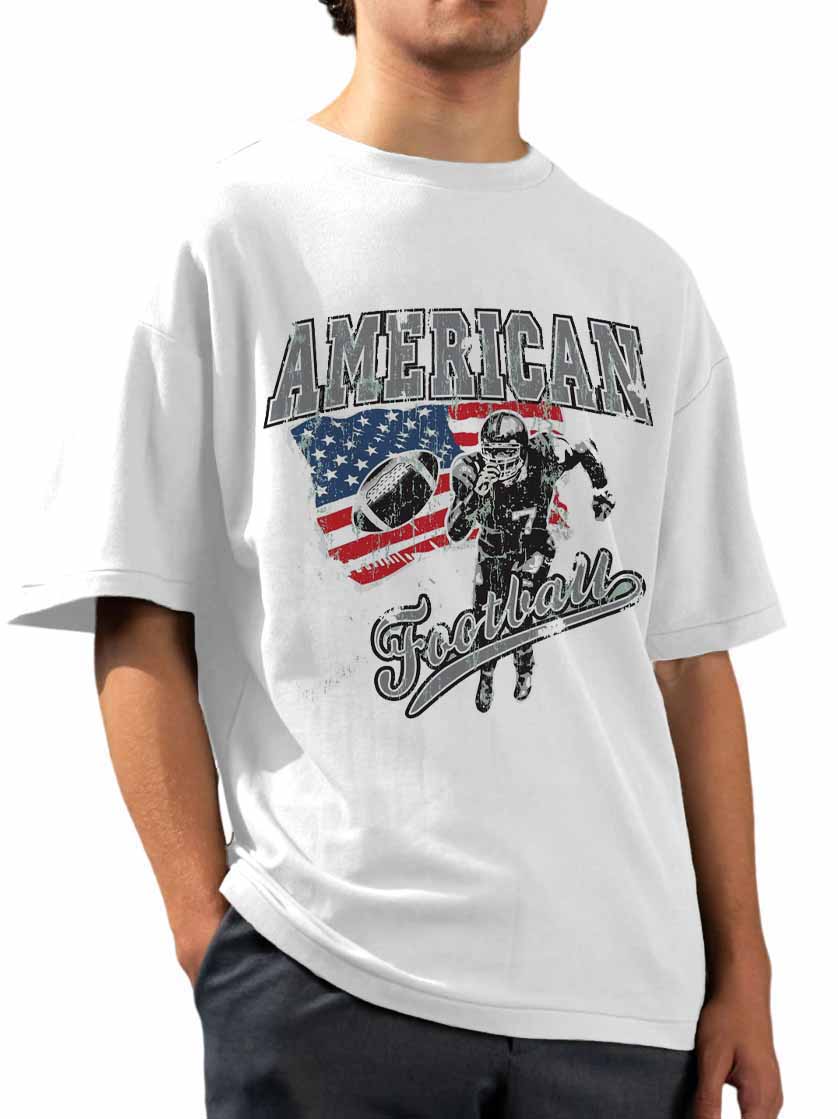 Men's Fashion Casual American Football Print Short Sleeve T-Shirt