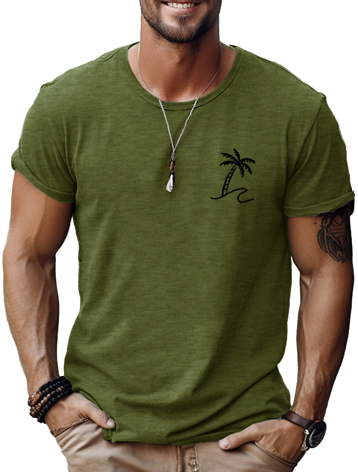 Men's Fashion Casual Coconut Print Short Sleeve T-Shirt