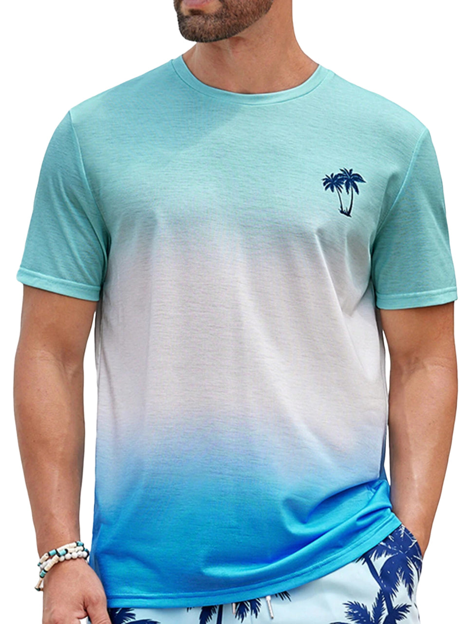 Hawaiian Gradient Coconut Print Short Sleeve T-Shirt