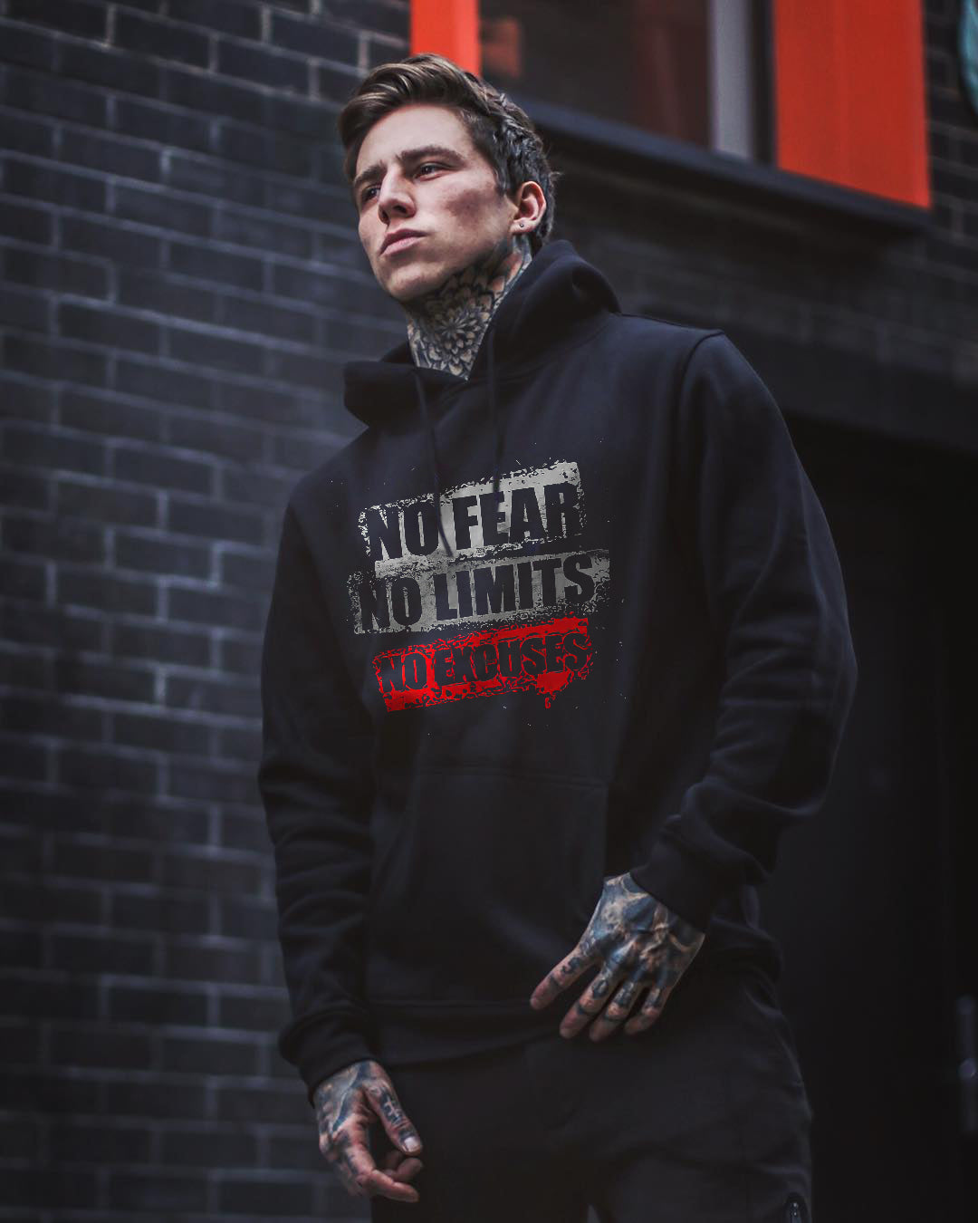 No Fear No Limits No Excuses Printed Men's Hoodie